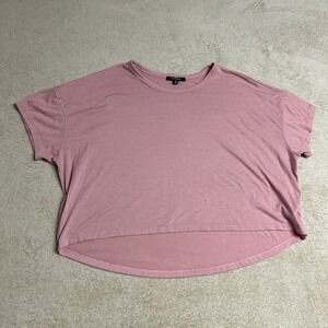 Zobha Womens XL Top Mauve Pink Short Sleeve High Low Hem Boxy Activewear Shirt